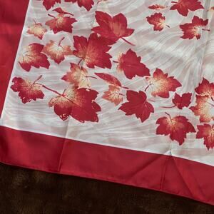 BOMA Red on Ivory Leaf Print 30" Square Scarf Made in Italy